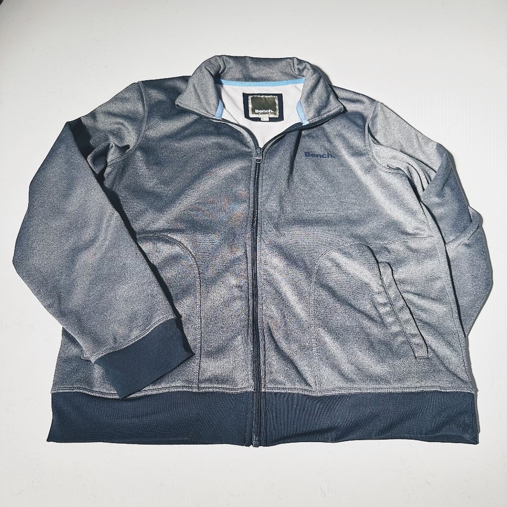Bench Men Gray Blue Zip Up Sweater - XL